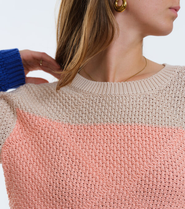 Strickpullover Lamona Blockstreifen apricot – Bild 5