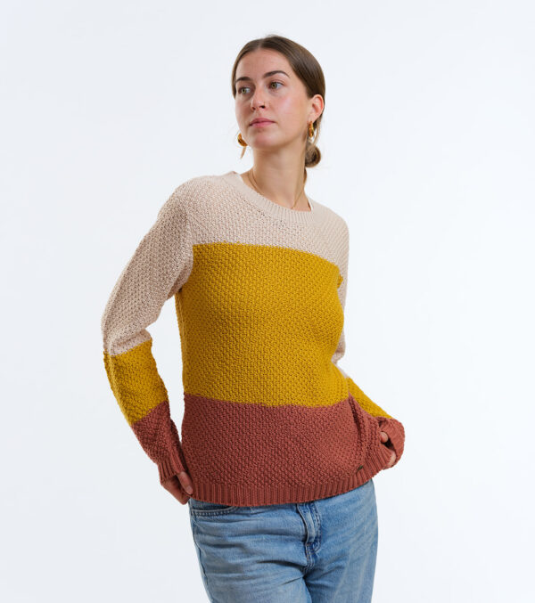 Strickpullover Lamona Blockstreifen senfgelb – Bild 3