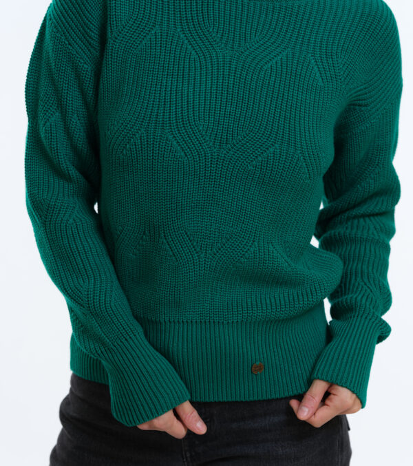 Kurzer Strickpulli May in kräftigem Grün – Bild 6