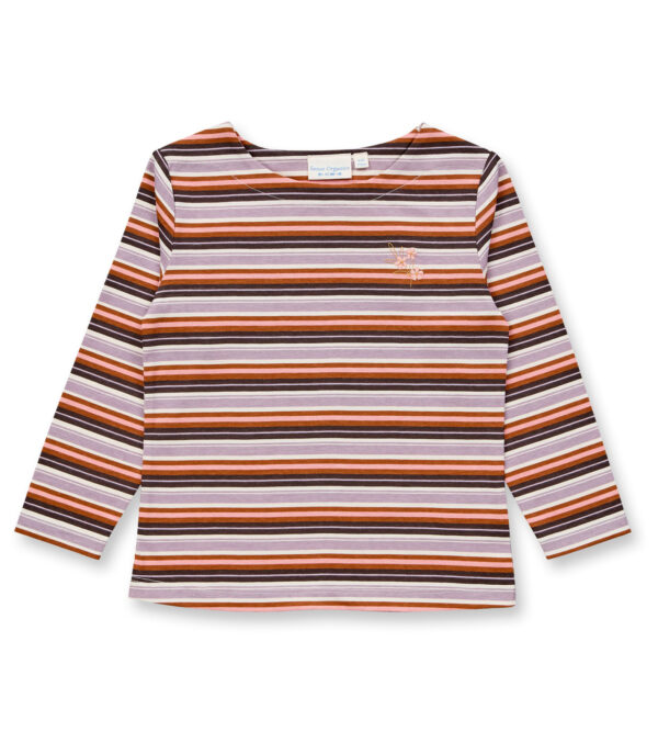 Kinder Langarmshirt Ringel mit Blume mauve