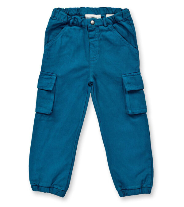 Lined children‘s cargo pants, petrol blue