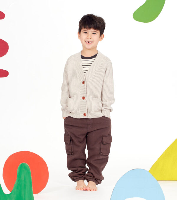 Lined children‘s cargo pants, dark brown - Image 2