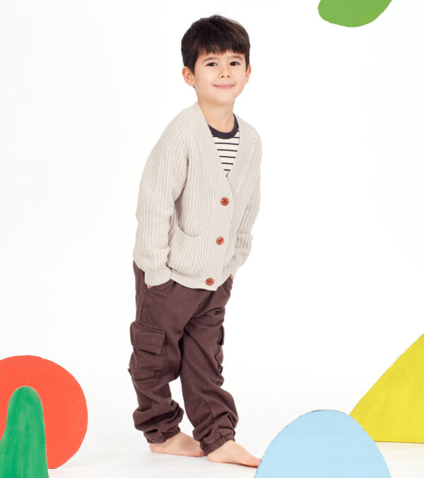 Lined children‘s cargo pants, dark brown - Image 3