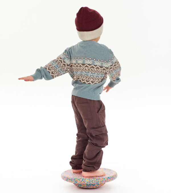Kinder Strickmütze, bordeaux-creme – Bild 3