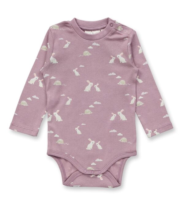 Langarmbody mauve mit Hasendruck