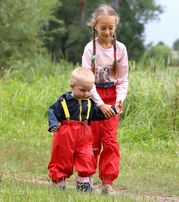 Grow-with-me Children‘s Rain Pants, Red - Image 7