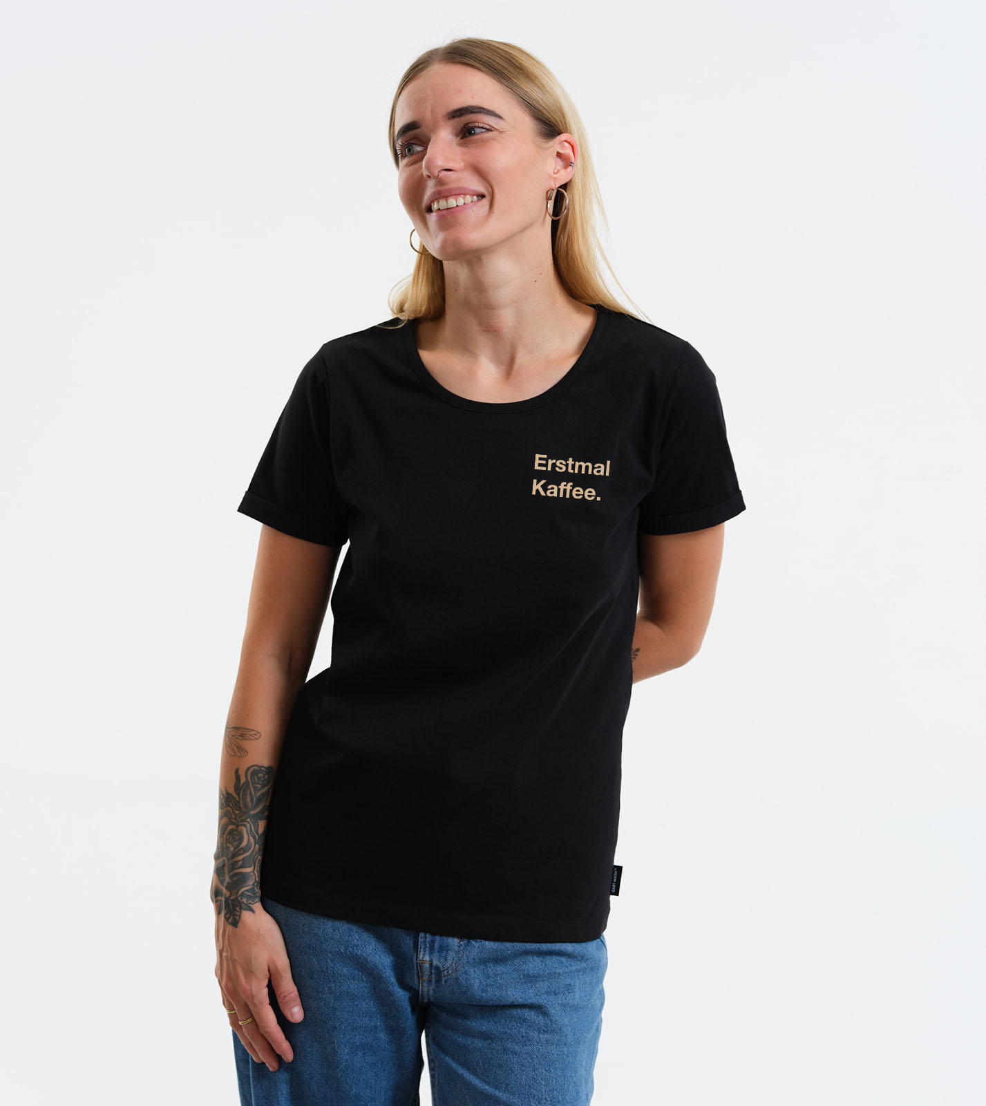 Shirt Taylor Erstmal Kaffee. schwarz – Bild 4