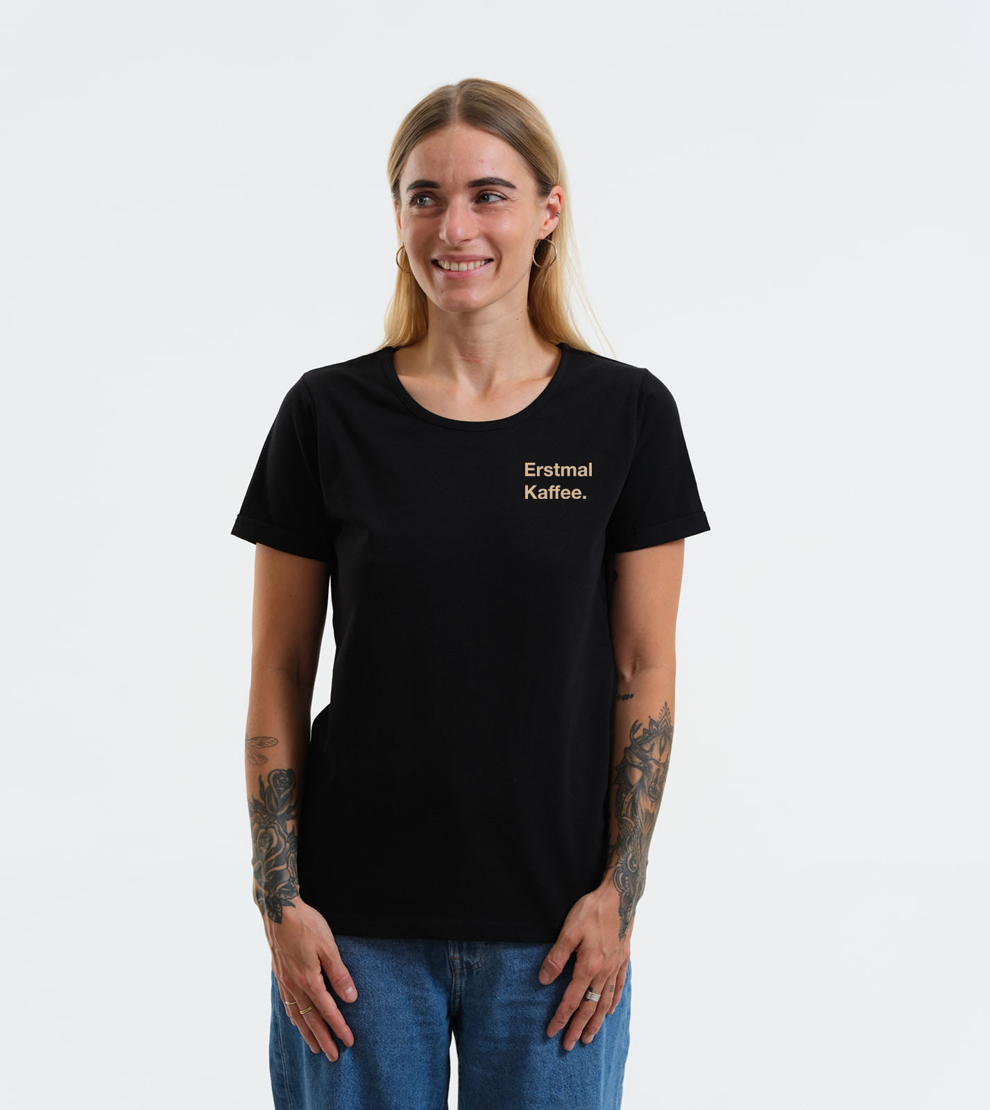 Shirt Taylor Erstmal Kaffee. schwarz