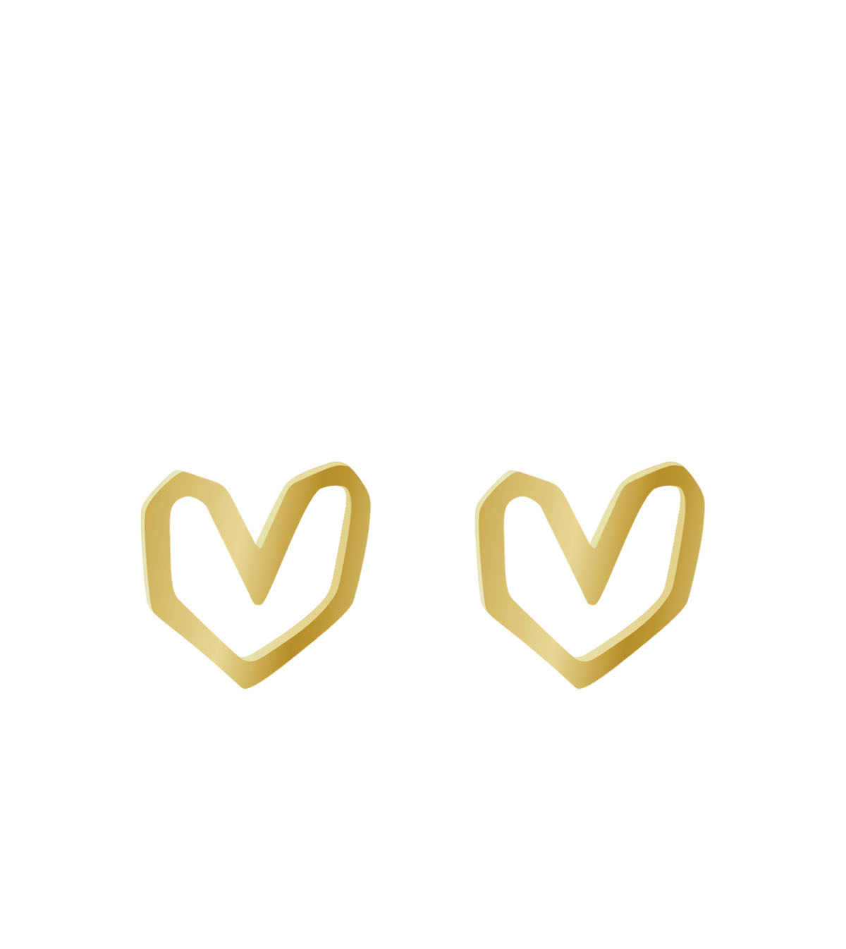Fine ear studs Heart abstract outline 7 mm gold