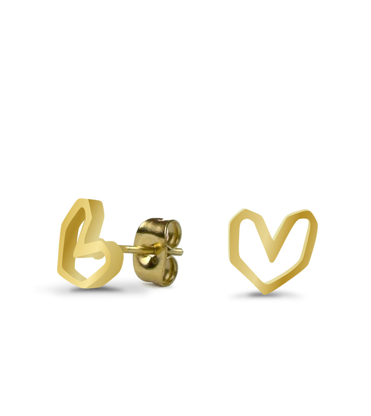 Fine ear studs Heart abstract outline 7 mm gold - Image 2