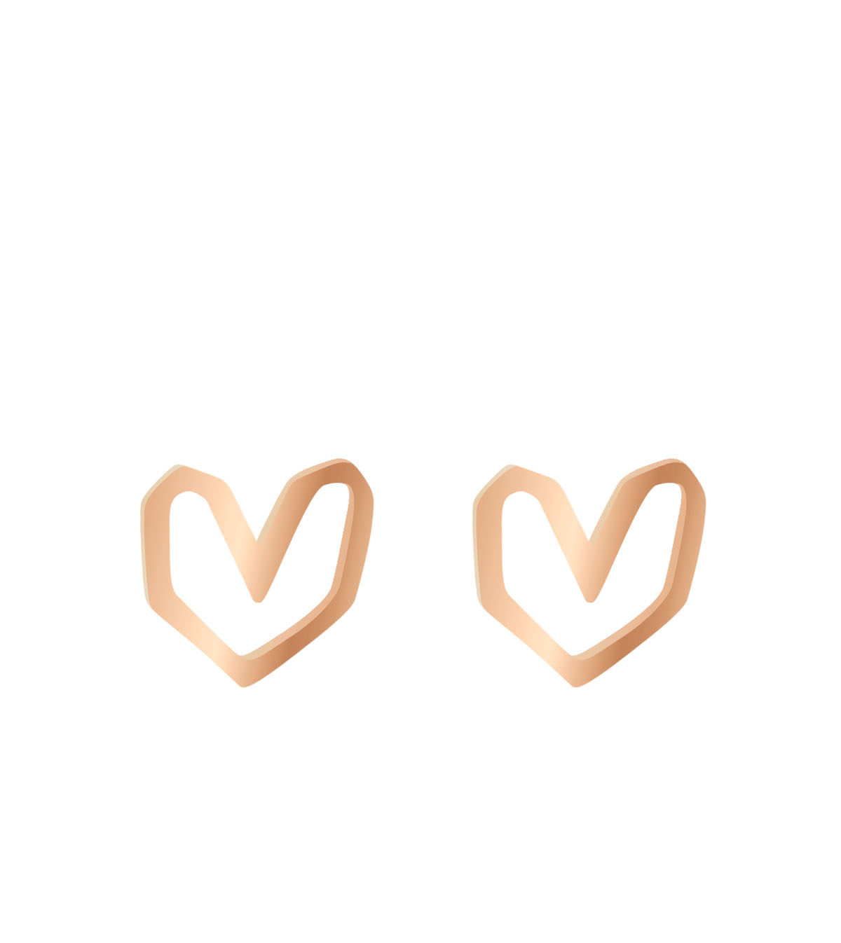 Fine ear studs Heart abstract outline 7 mm rose gold