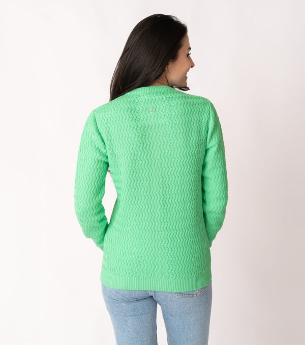 Cardigan Penny vibrant mint with zig-zag pattern – GARY MASH