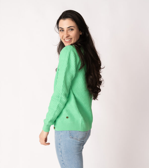 Cardigan Penny vibrant mint with zig-zag pattern – GARY MASH