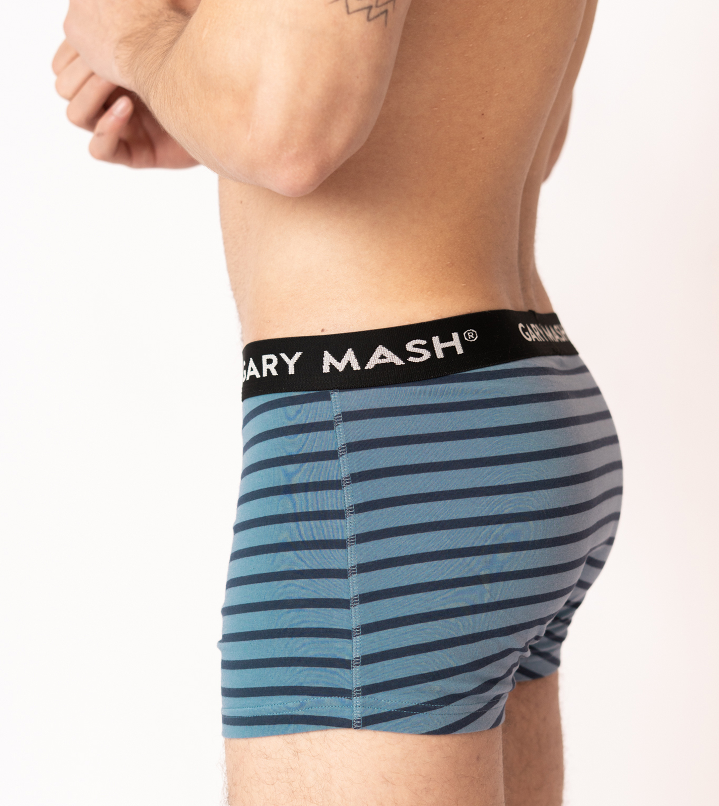 Organic Mens Boxer Briefs blue striped - Image 2
