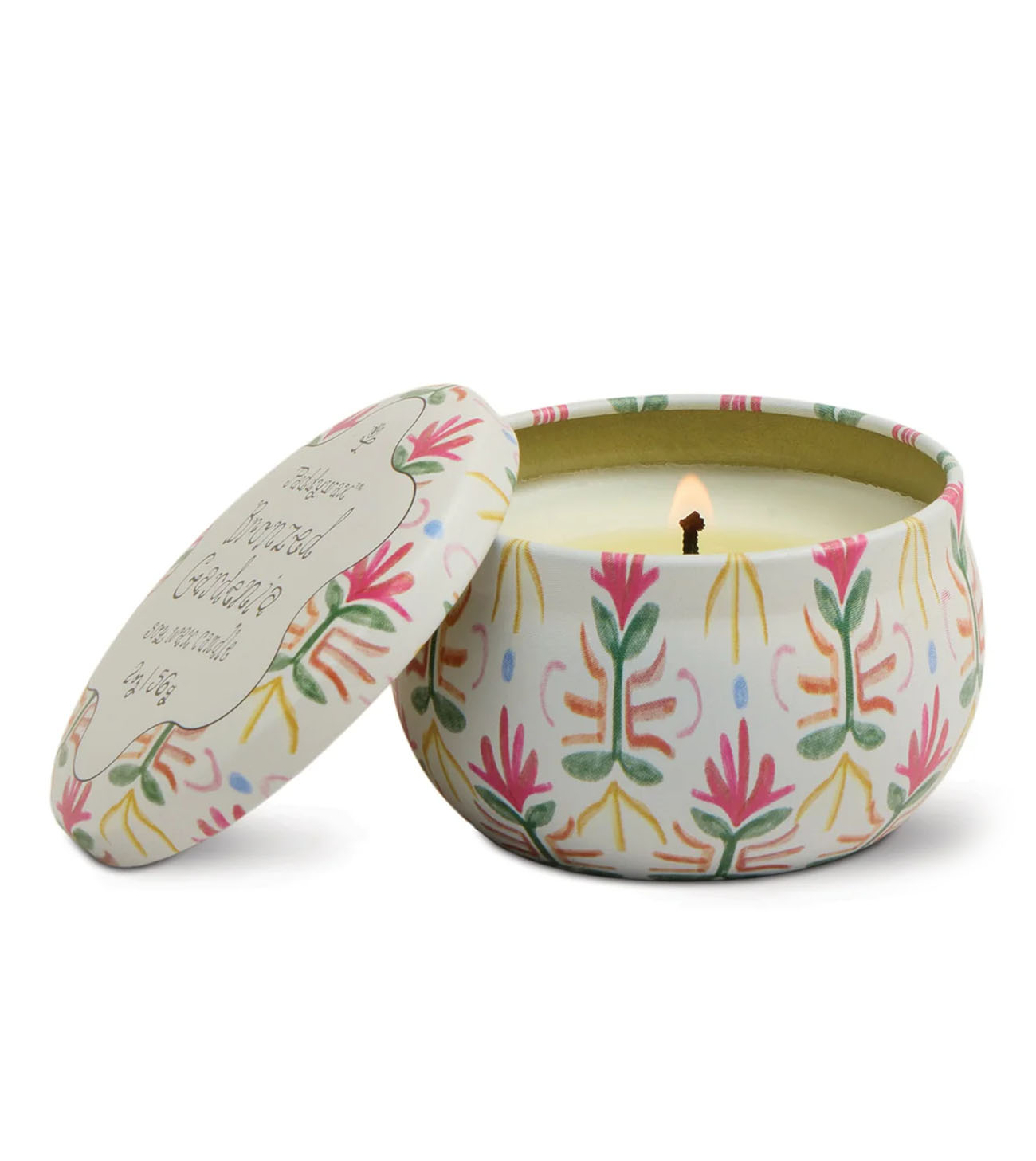 Tulip Printed Tin Candle - Bronzed Gardenia