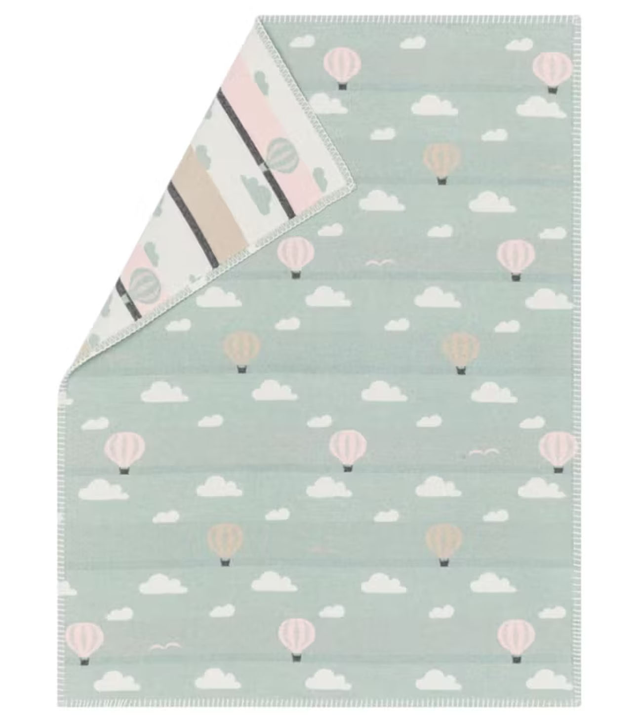 Baby and Kid's blanket 70 x 90 cm, Balloons light green