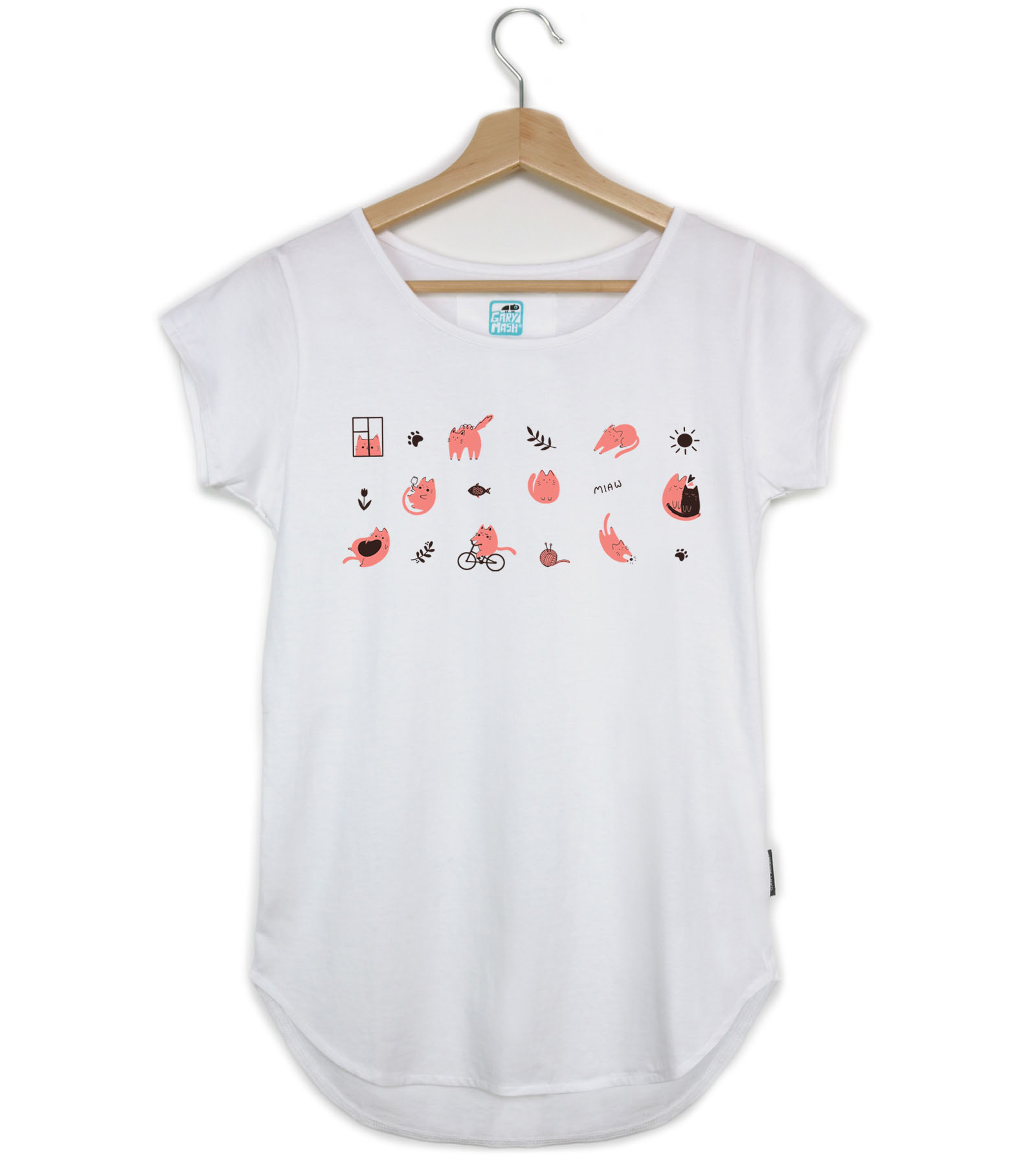Shirt Asheville Cat Love white