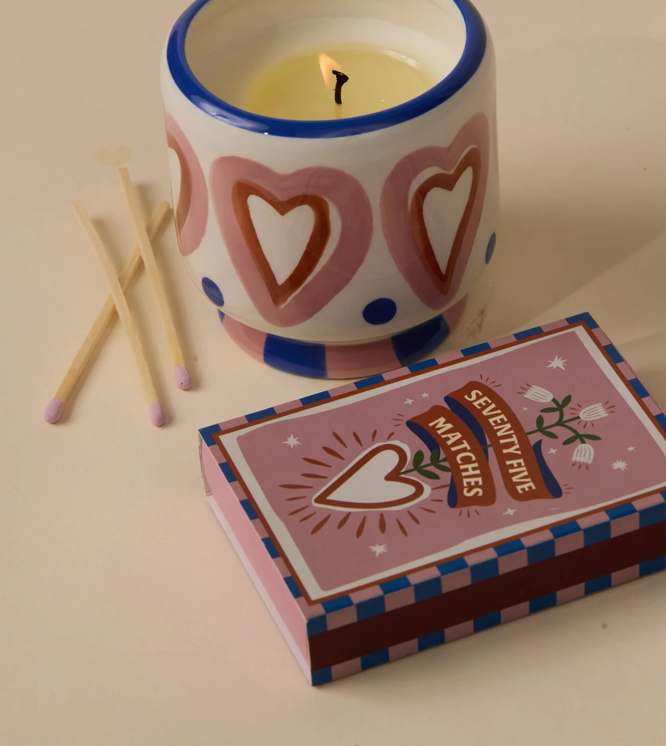 Long Matches "Hearts pink", 75 pcs. - Image 2